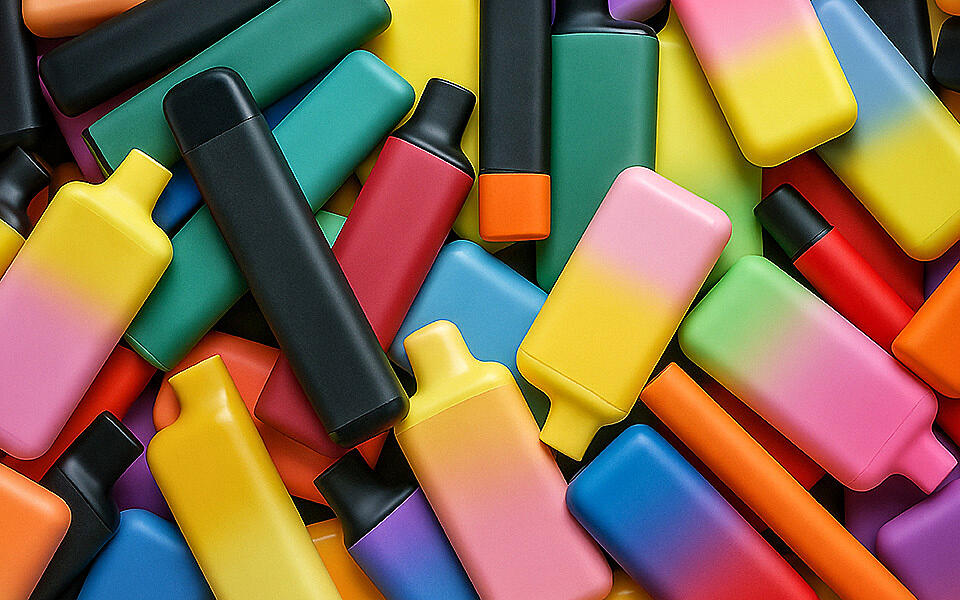 E-cigarettes in a pile.